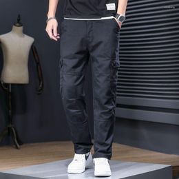 Men's Pants 2023 Men Spring Autumn Fashion Loose Cargo Casual Straight Work Wear Jogger Male Multi-pocket Solid Trousers H269