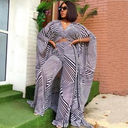 Ethnic Clothing Two Piece Set Summer African Clothes For Women Dashiki 2021 Fashion Long Dress Sets Pants Suits Outfits Party Dres322p
