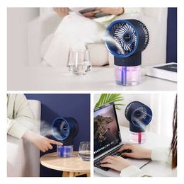 Electric Fans Cameras Home Appliance Desktop Water Mist Spray Fan USB Rechargeable Portable Air Conditioning Electric Fan with LED Night Light