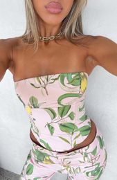 Women's Tanks Clothing Special-Interest Design 2023 Printed Sexy Off-Shoulder Cinched Waist Slim-Fit Slim Fit Tube Top For Women