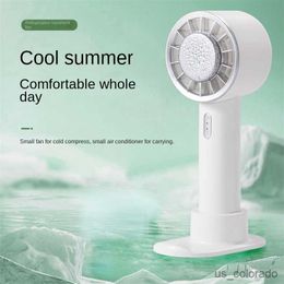 Electric Fans New type of cold compress handheld small fan semiconductor cooling fan handheld turbine outdoor portable mini electric fan R230712
