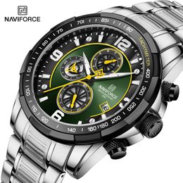 NAVIFORCE Stainless Steel Strap Luminous Wristwatch Waterproof Men Clock Luxury Fashion Quartz Watch Men Relogio Masculino 2022