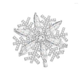 Brooches Crystal Jewellery Micro-inlaid Zircon Fashion Snowflake CZ Brooch Suit Decoration Buckle Female Clothes Accessories Hijab Pin Gift