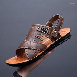 Sandals Genuine Leather Men Casual Shoes Summer Large Size Men's Fashion Slippers Male Beach Sneakers