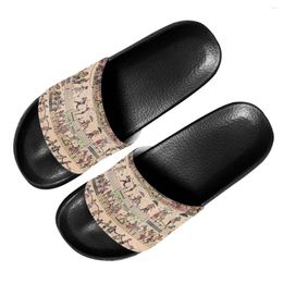 Slippers Women's Home Bathroom Anti-slip Fashion Art Music Symbols Printed Couple Outdoor Beach Wading Flat Sandals