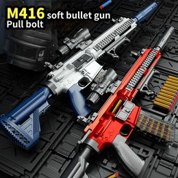 Gun Toys M416 Shell Throwing Ejecting Gun 98K Airsoft Pistol Soft Bullet Toy Gun Weapon Children Blaster Shoot Outdoor Game Boys 230712