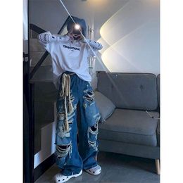 Men's Jeans Foufurieux Vintage Streetwear Harajuku Ripped Baggy Gothic Pant Woman Hip Hop Punk Spring Summer Men Denim Trousers 230711