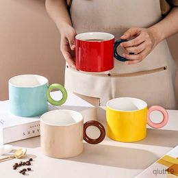 Mugs Big Handle Ceramic Coffee Mug for Tea Milk Water Couple Mugs Porcelain Breakfast Espresso Cups Travel Camping Tableware R230712