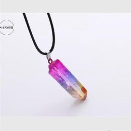 Pendant Necklaces Electroplated Mticolored White Crystal Natural Chakra Necklace Choker For Women Jewellery Drop Delivery Pendants Dhqvw