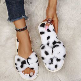 Slippers Women's 2021 New Autumn and Winter Indoor Fuzzy Slippers Female Fluffy Flat With Slipper Ladies Plush House Slipper T230712