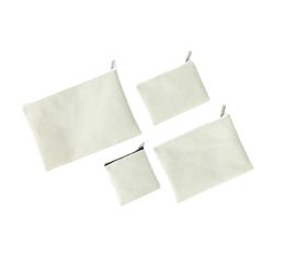 100pcs Coin Purses Sublimation DIY White Blank Linen Square Zipper Short Cosmetic Bag Mix Size