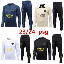 23/24 psgs tracksuit 2023/2024 MBAPPE kids and men training suit long sleeve Football soccer Jersey kit uniform chandal adult boys