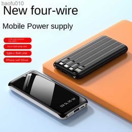 20000mAh Power Bank Portable Super Fast Charging Digital Display External Battery Built in Cables with Flashlight for phone L230712