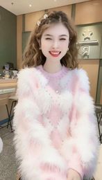 Women's Sweaters Soft Glutinous Chic And Beautiful Sweater For Women Korean Style Diamond-Embedded Thickened Faux Pull