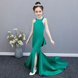 Girl's Dresses Elegant Evening Dresses for Teen Girls Catwalk Fashion Show Costume Children Party Long Mermaid Green Dress Formal Prom Clothes 230712