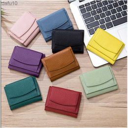 Hot Sell Women's Leather Small Triple Wallet Japanese Style RFID Coin Purse Ladies Mini Wallet Short Pocket Purse L230704