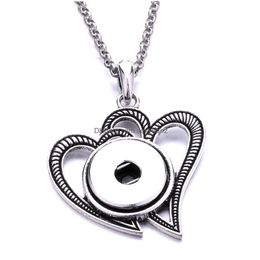 Pendant Necklaces Vintage Styles Heart Leaf Owl Charms Snap Button Necklace 18Mm Ginger Snaps Buttons For Women Jewellery Drop Deliver Dhiag