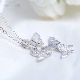 Pendant Necklaces 925 Sterling Silver butterfly zircon Necklaces Pendants For Women Fashion Lady Festival Gift Sterling-silver-jewelry HKD230712