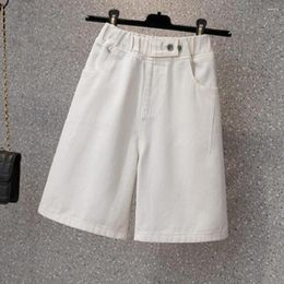 Women's Shorts White Summer Denim Pants Women Knee Length Short Jeans Baggy Wide Leg Womans Clothing