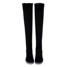 Size 35-41 Winter Over The Knee Boots Women Stretch Fabric Thigh Sexy Woman Flat Shoes Long Bota Feminina High Heels