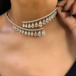 Chains Trendy Metal Crystal Geometric Necklace Bridal Wedding Banquet Shiny Jewellery 2023 Women's Charm Fashion Accessories Gift