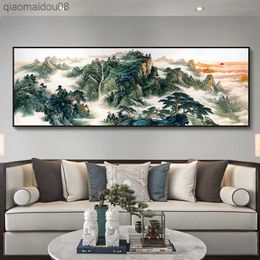 Chinese Style Mountain Landscape Canvas Abstract Oil Painting Poster Print Wall Art Picture for Living Room Home Office Decor L230704