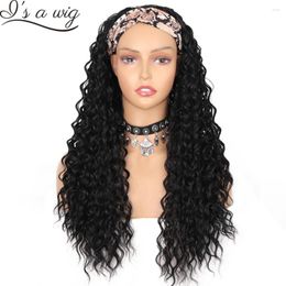 Synthetic Wigs I's A Wig Long Curly Headband For Women Water Wave Glueless Black Brown Daily Cosplay