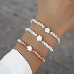 Charm Bracelets 2023 Trendy Shell Flowers Bracelet Women Simple Temperament Handmade Colourful Stone Beaded For Jewellery Gift