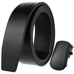 Belts Natural Leather Black Mens Belt Without Buckle Hard Metal Automatic Business Stylish Design Smooth Lines