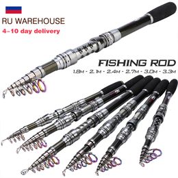 Boat Fishing Rods Sougayilang Carbon Telescopic 2.1-3.3m Multifunctional Fishing Rod Portable Travel Rotary Fishing Rod 230711