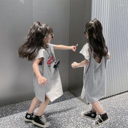 Girl Dresses Girls' Casual Dress Short Sleeve T-shirt Korea Children's 2023 Summer Letter Baby