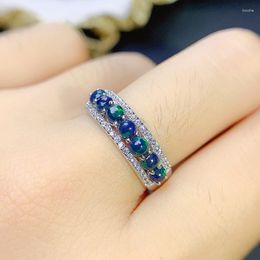 Cluster Rings Boutique Jewellery 925 Sterling Silver Natural Black Opal Necklace Ring Women Female Suit Support Detection