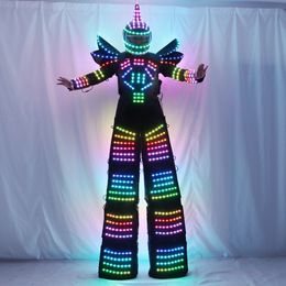 Other Event Party Supplies Full Color Pixel LED Robot Costume Clothes Stilts Walker Costume LED Suit Costume Helmet Laser Gloves CO2 Gun Jet Machine 230712