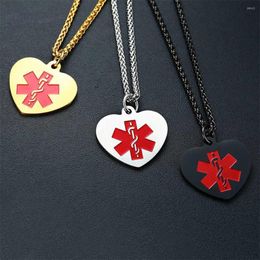 Pendant Necklaces JHSL Stainless Steel Men Statement ID Alert Sign Fashion Jewellery Black Gold Silver Colour