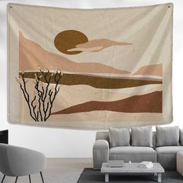 Tapestries Sunrise Simple Strokes Tapestry Wall Hanging Bohemian Style Simple Hippie Tapies Aesthetic Room Home Decor R230713