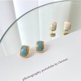 Stud Earrings Vintage Enamel Glaze For Women Korean Retro Small Geometric Wedding Party Fashion Jewellery Wholesale Gift