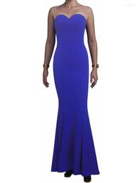 Casual Dresses Women Royal Blue Strapless Dress Sexy Open Back Elegant Evening Party Homecoming Summer 2023 Prom Gown