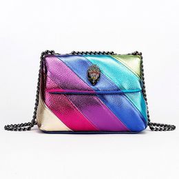 Evening Bags Fashion Women's Rainbow Spliced Chain Single Shoulder Crossbody Bag 230713