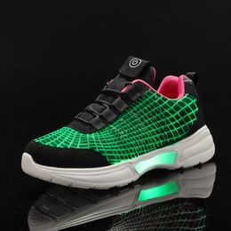 Boots UncleJerry Luminous Sneakers Fiber Optic Shoes for Women Men Boys Girls USB Rechargeable Shoes for Christmas gift 230712