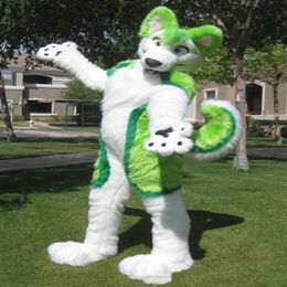 2018 factory Custom Green Husky Fursuit Dog Fox Mascot Costume Animal Suit Halloween Christmas Birthday Full Body Props Costum250x