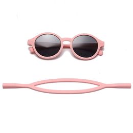 0-4 Years Baby Silical Gel Glasses UV400 Protection TPEE Polarized Strap Baby Girl Flexible Sunglasses with Free Silicone Rope