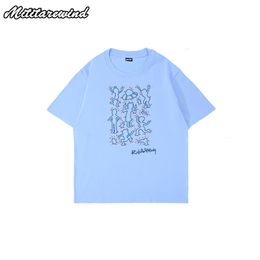 Men's T-Shirts Japanese Style Pure Cotton T-shirts For Men And Women Summer Tees Loose Print Simple Versatile Daily Clothing High Street Tops 230712
