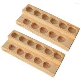 Plates 11 Holes Wooden Essential Oil Tray Handmade Natural Wood Display Rack Demonstration Station For 5-15Ml Bottles-2Pcs