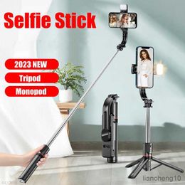 Selfie Monopods Roreta 2023 NEW 1160mm Selfie Stick Foldable Wireless Tripod with Bluetooth Shutter Fill Light Live Monopod for IOS Android R230713