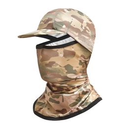 Cycling Caps Masks Summer Outdoor Sports Ice Silk Head Cover Face Mask with Brim Camouflage Riding Hiking Fishing Sun Protection 230712