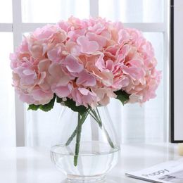 Decorative Flowers Silk Artificial Hydrangea Bridal Bouquet Fake Plant Garland Wedding Birthday Party Table Decoration