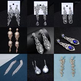 Headpieces Fashion Crystal Drop Earrings For Women Accessories Luxury Rhinestone Long Bridal Wedding Earring Party Jewelry Gifts