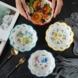 Plates Japanese-style Hand-painted Ceramic Cute Fruit Salad Bowl Home Breakfast Internet Celebrity Ins Strawberry Dessert