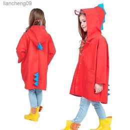Hot Sale Cute Dinosaur Raincoat Waterproof Children Kids Rain et Boys Girls Rain Coat Outdoor Trench Poncho Student Rainwear L230620