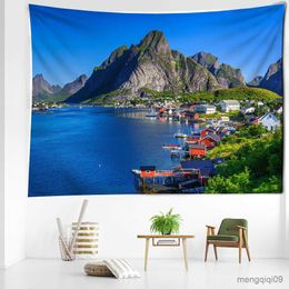 Tapestries Seaside Cottage Group Tapestry Wall Hanging Colorful Bohemian Style Wall Decor Aesthetic Room Background Cloth R230713